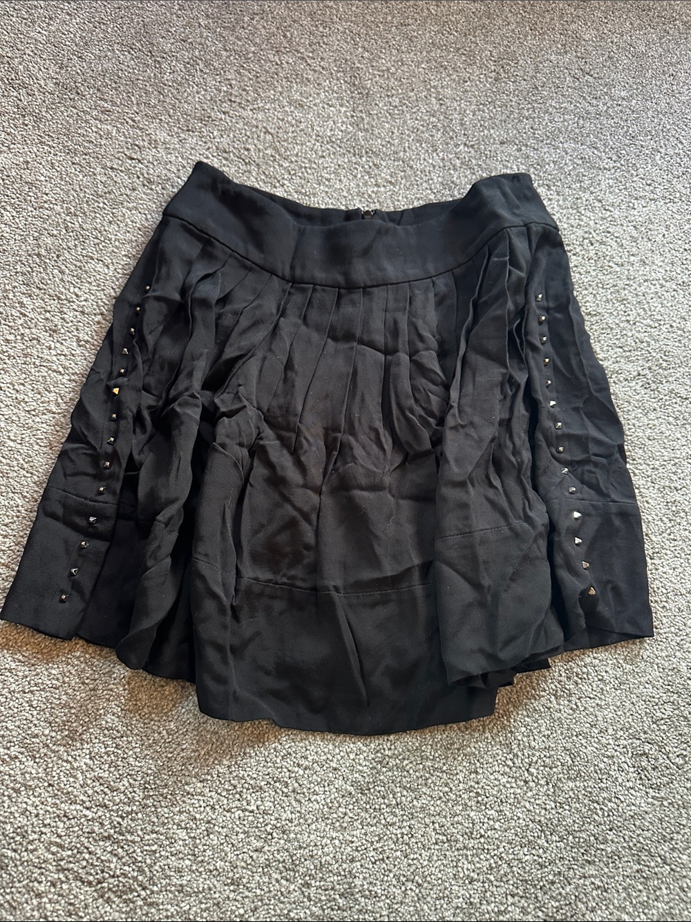 IRO Bloomye - Black Pleated Mini Skirt with Side Studs - Size 36